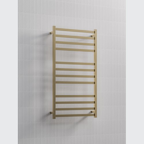 Brushed Brass Square Heated Towel Ladder 1200x650mm