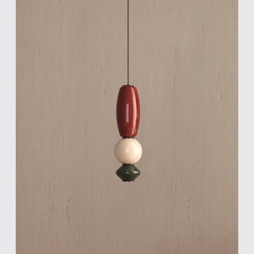 Dark Auburn/White/Green Leaf Papi Pendant Light