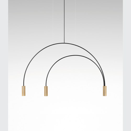 Black/Satin Gold Volta 3lt Pendant Light