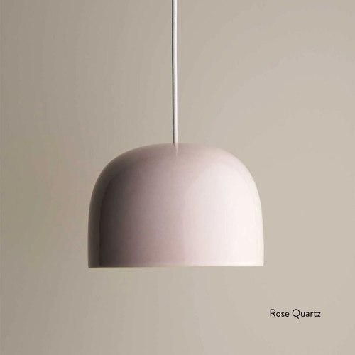Rose Quartz Ceramic Pendant Bell Light Large