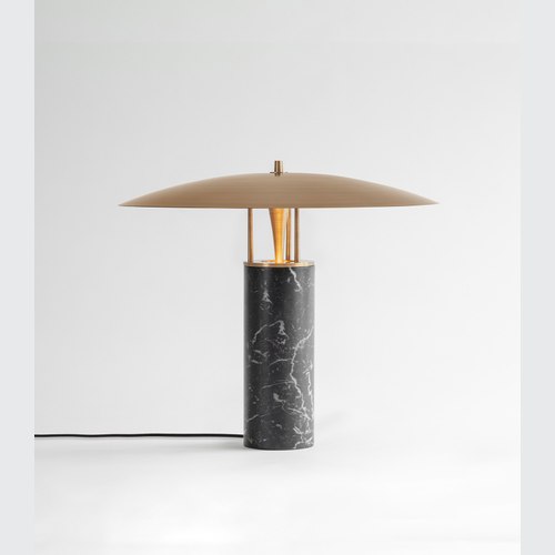 Antique Brass / Black Marble Luna Table Lamp