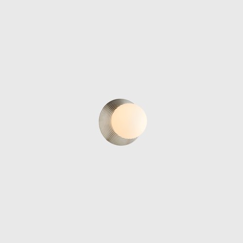 Ridged Satin Nickel Orbit Brass Wall Light